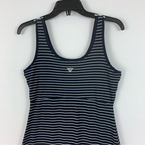 Columbia Performance Navy & White Nautical Striped Long Maxi Dress - Picture 3 of 4